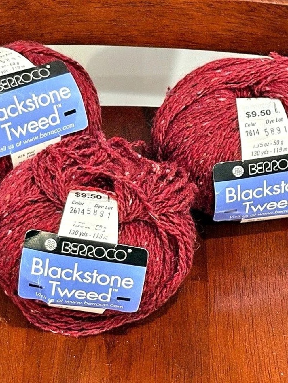 Berroco Blackstone Tweed Yarn 3-Skein Lot Red
